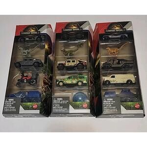 2025 Mattel Jurassic World Rebirth Matchbox 5pk Lot x3 See Discription Details